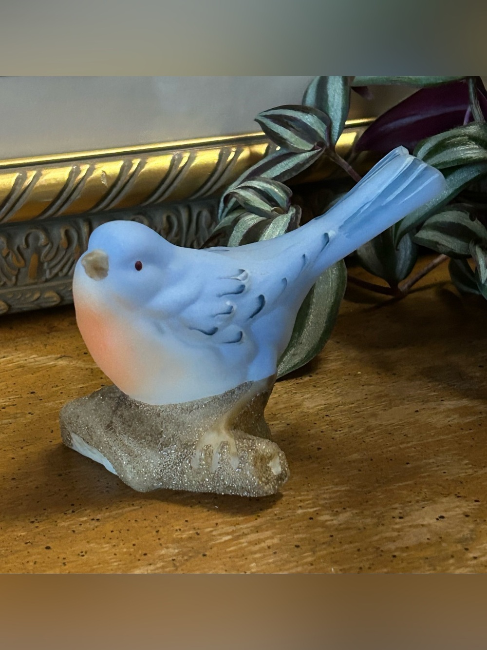 Vintage Fenton 95th Anniversary Hand Painted Bird on a Log